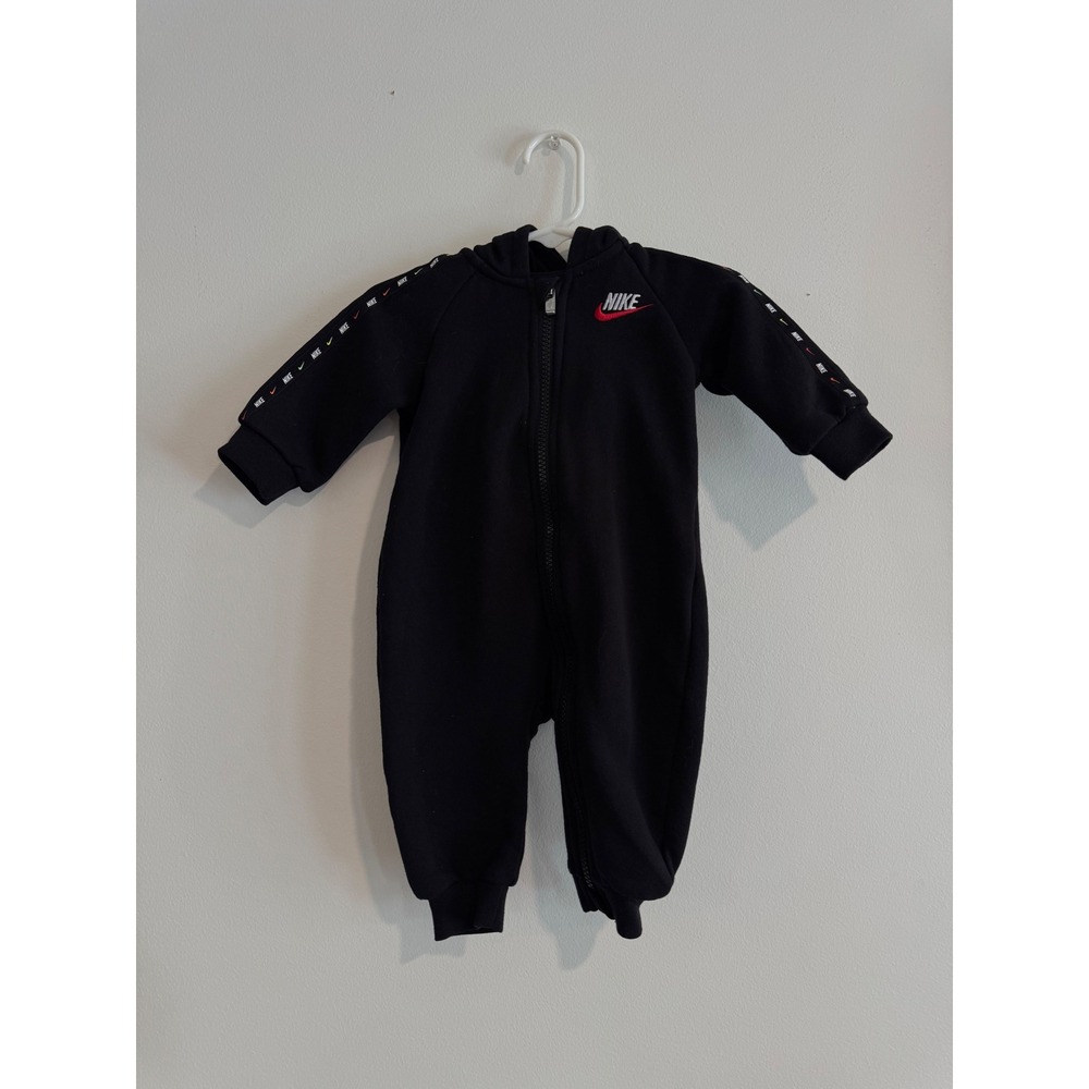 Nike Sportswear Hooded Fleece Coverall Infant 6M Black Logo boys romper